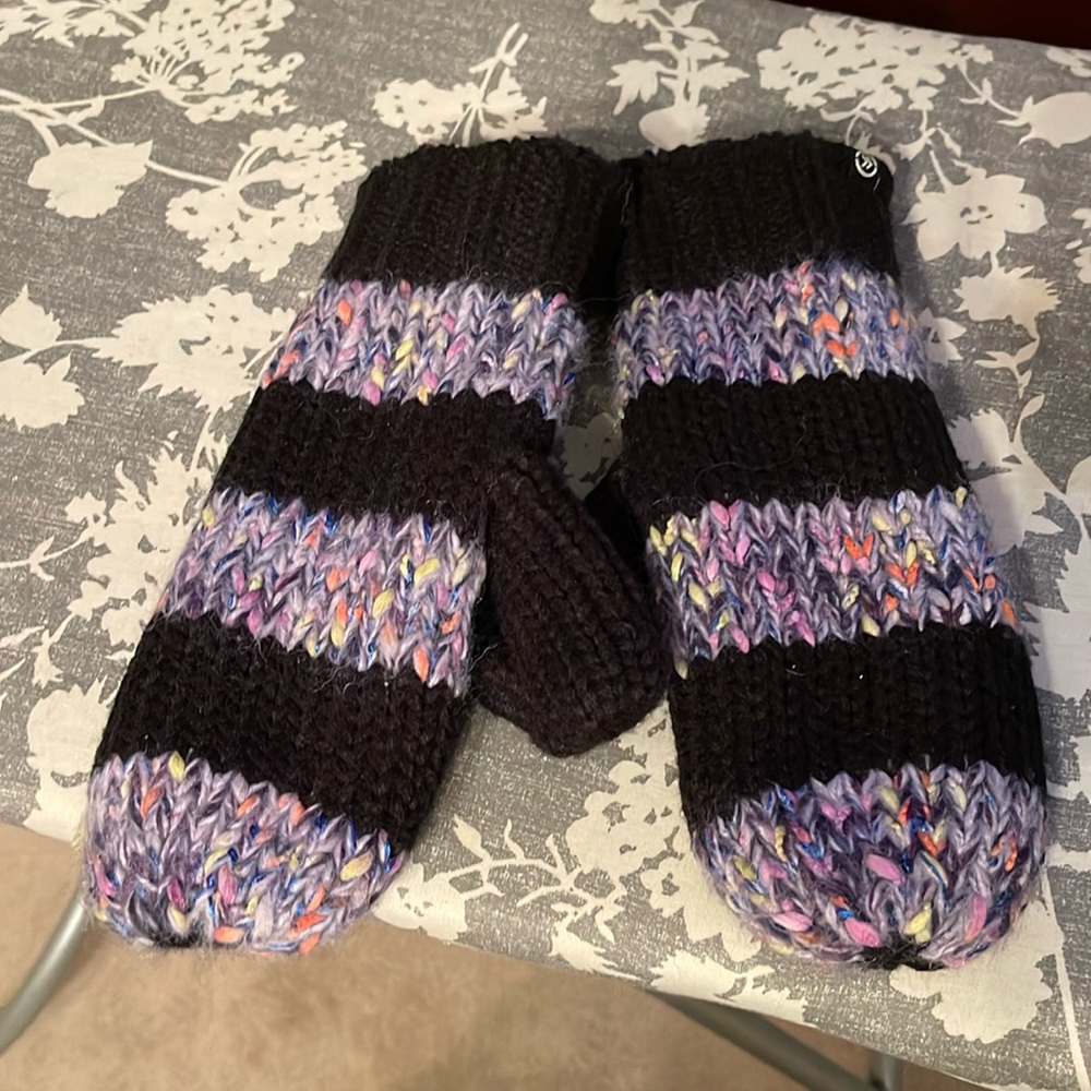Black with multi color mittens